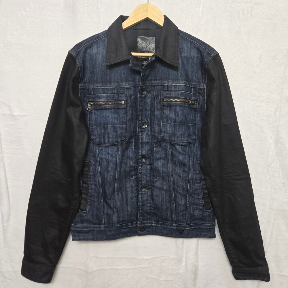 Guess Womens Vintage Y2K Street Style Casual Glam 2 Tone Denim Trucker Jacket M